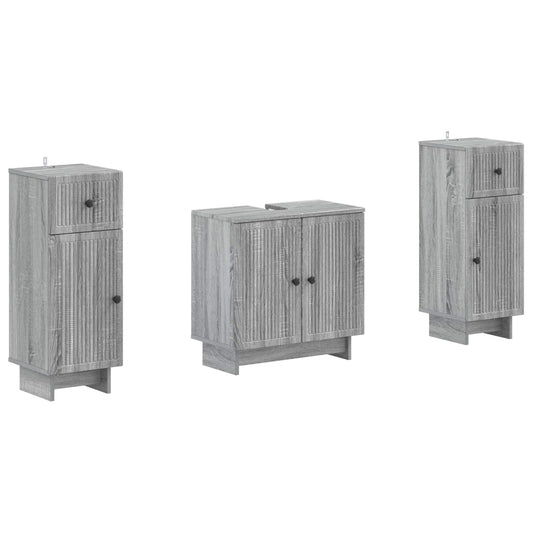 2 Piece Bathroom Cabinet Set EDE Grey Sonoma Engineered Wood