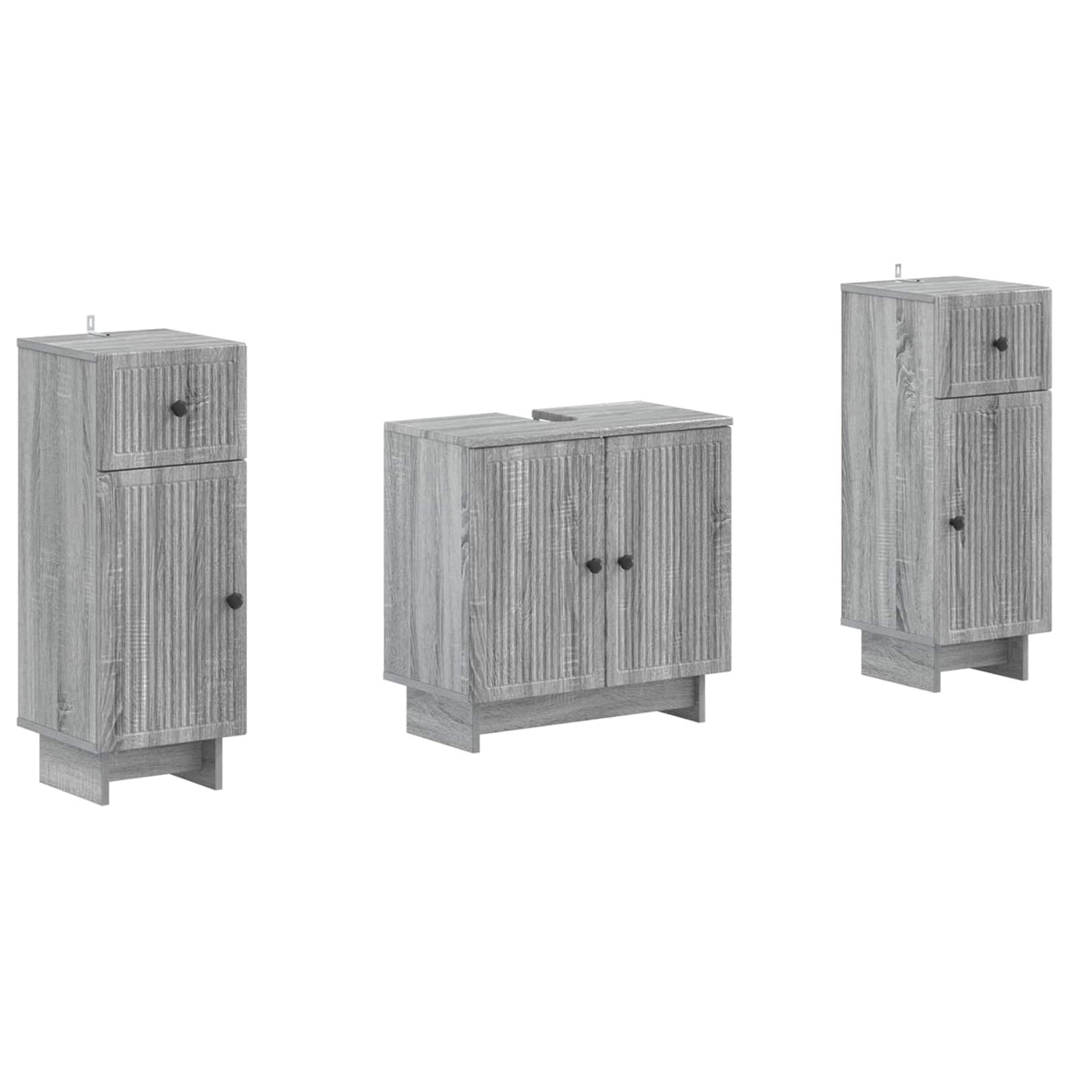 3 Piece Bathroom Cabinet Set EDE Grey Sonoma Engineered Wood