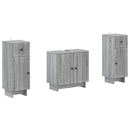 3 Piece Bathroom Cabinet Set EDE Grey Sonoma Engineered Wood