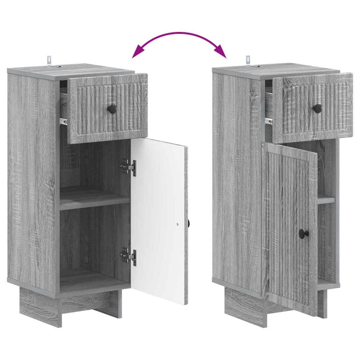 3 Piece Bathroom Cabinet Set EDE Grey Sonoma Engineered Wood