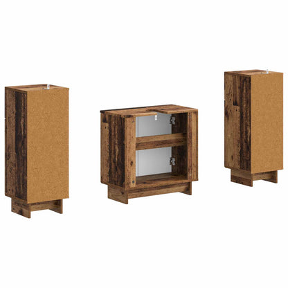 3 Piece Bathroom Cabinet Set EDE 3 pcs Old Wood 30 x 31 x 80 cm