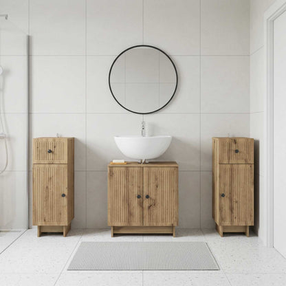 3 Piece Bathroom Cabinet Set EDE 3 pcs Artisan Oak