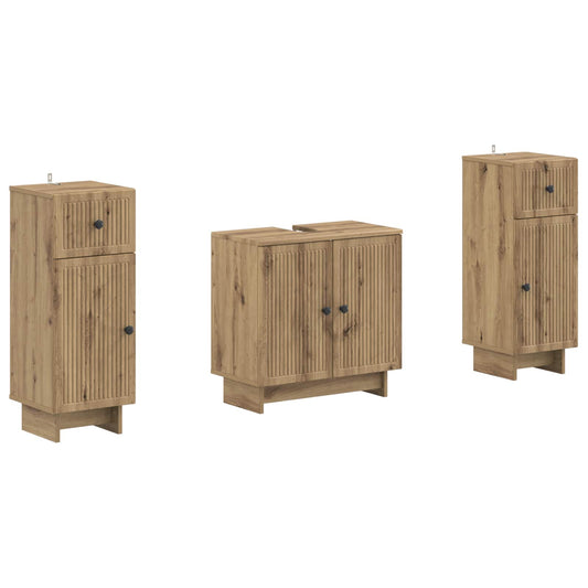 2 Piece Bathroom Cabinet Set EDE Artisan Oak Engineered Wood