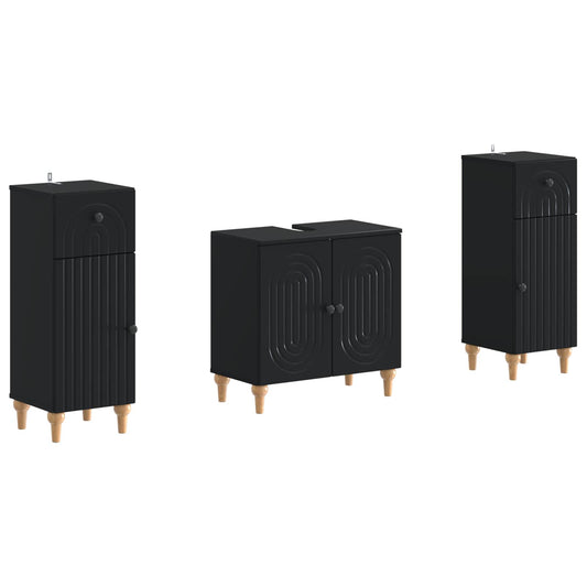 2 Piece Bathroom Cabinet Set ALKMAAR Black Engineered Wood