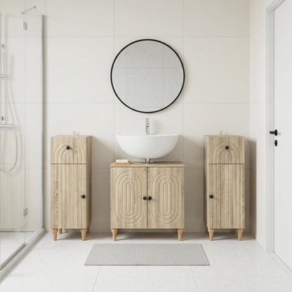 3 Piece Bathroom Cabinet Set ALKMAAR Sonoma Oak Engineered Wood