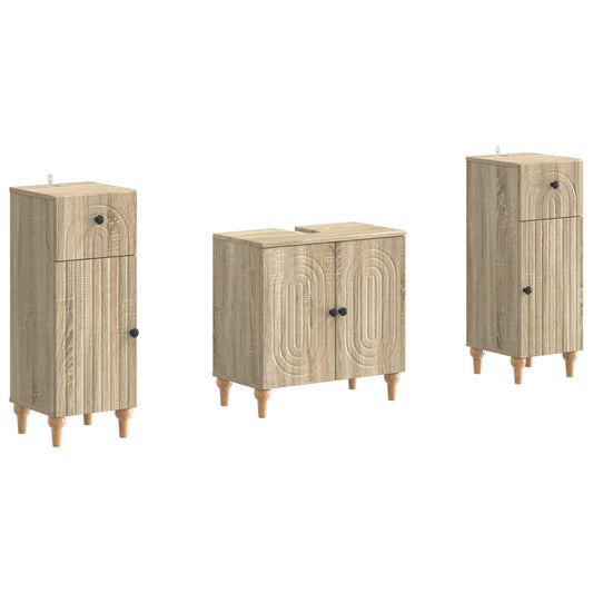 2 Piece Bathroom Cabinet Set ALKMAAR Sonoma Oak Engineered Wood