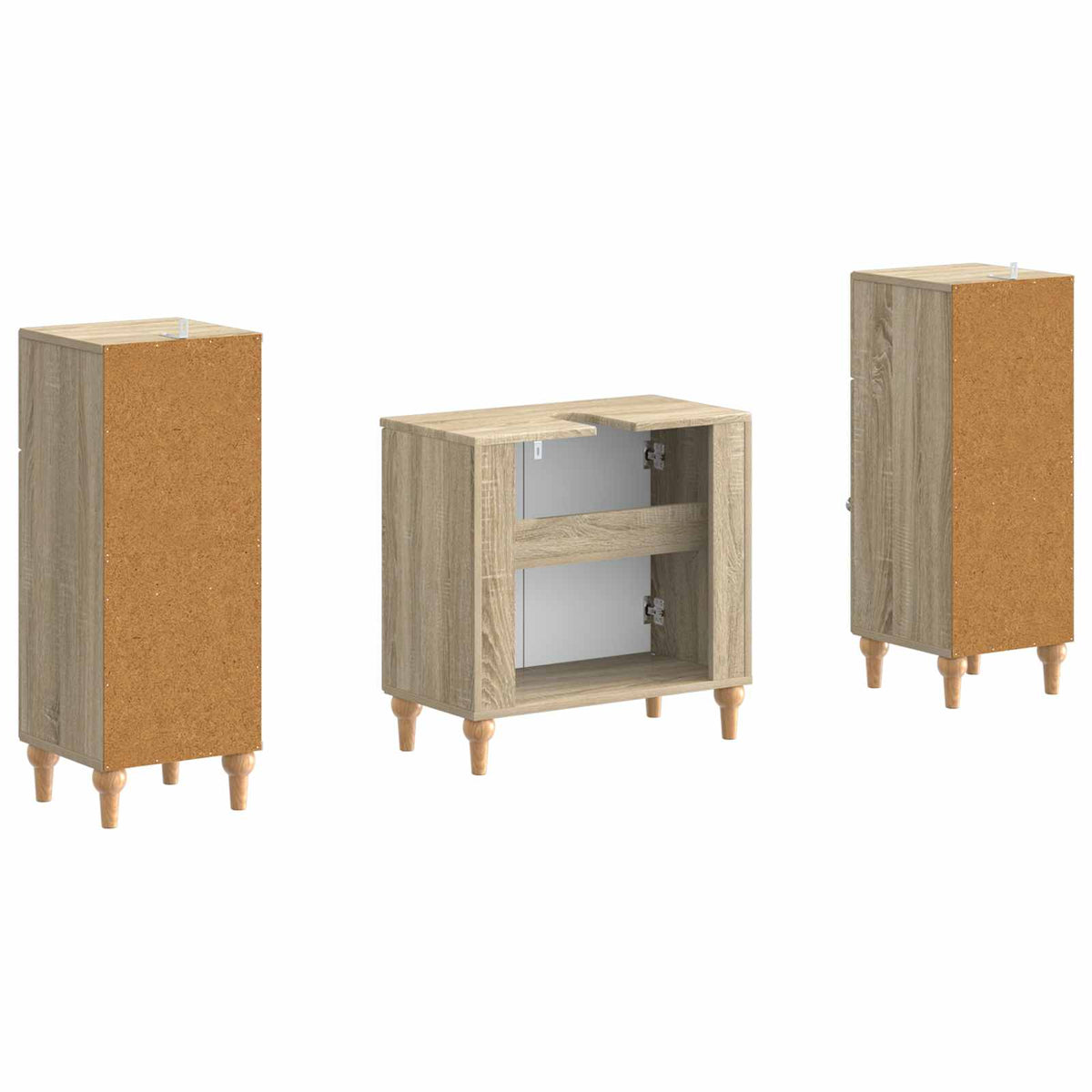 3 Piece Bathroom Cabinet Set ALKMAAR Sonoma Oak Engineered Wood