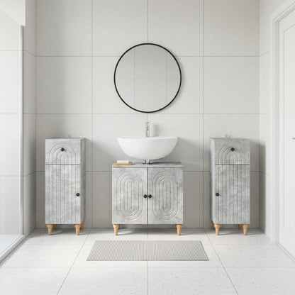 3 Piece Bathroom Cabinet Set ALKMAAR 3 pcs Concrete Grey