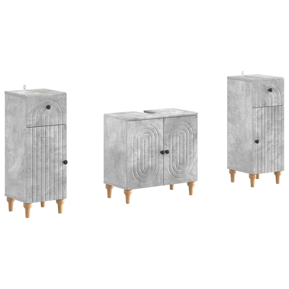 3 Piece Bathroom Cabinet Set ALKMAAR 3 pcs Concrete Grey