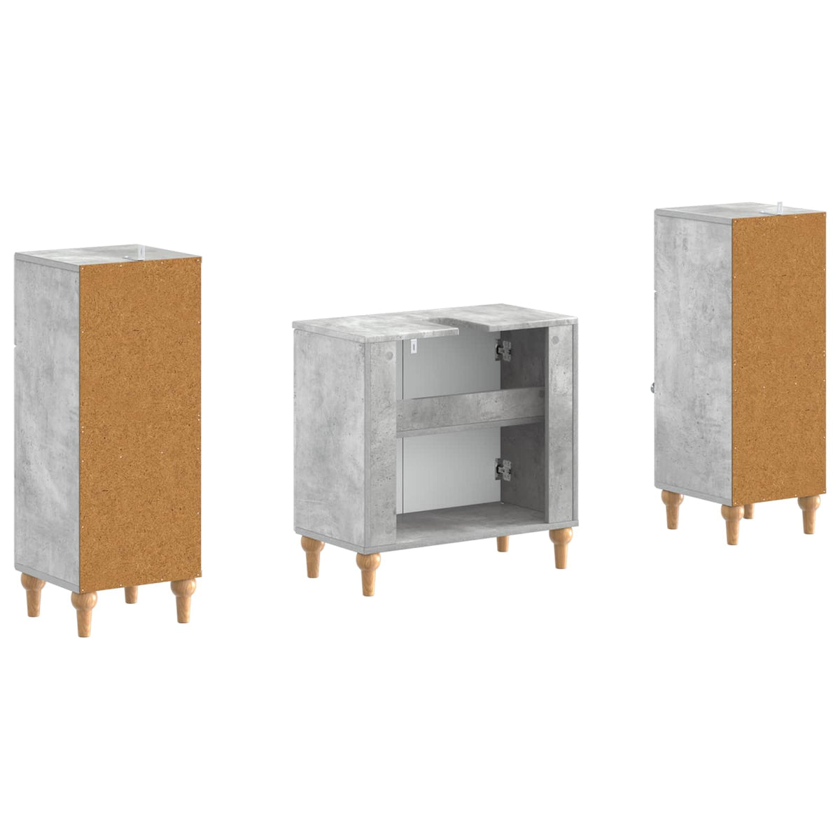 3 Piece Bathroom Cabinet Set ALKMAAR 3 pcs Concrete Grey