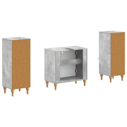 3 Piece Bathroom Cabinet Set ALKMAAR 3 pcs Concrete Grey