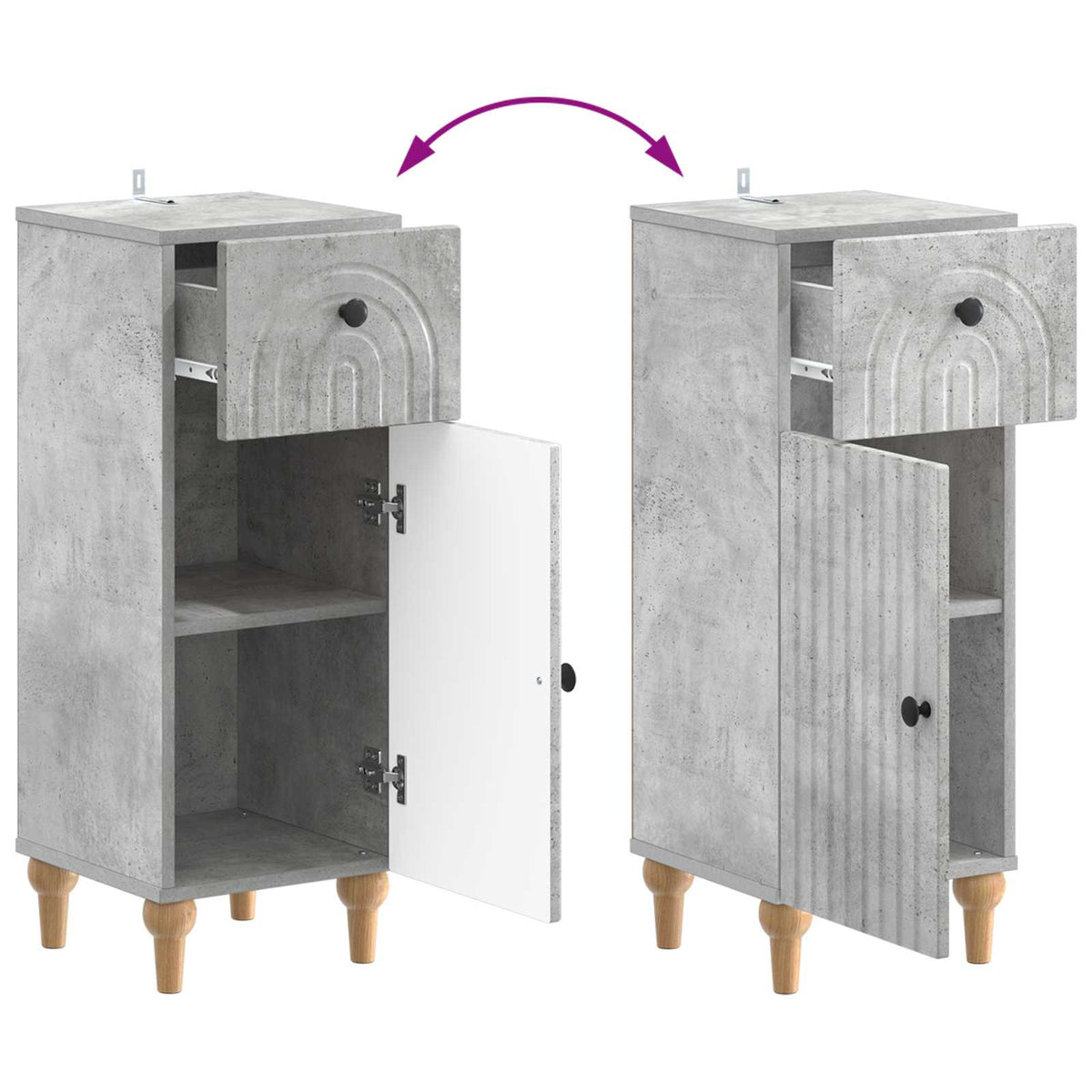3 Piece Bathroom Cabinet Set ALKMAAR 3 pcs Concrete Grey