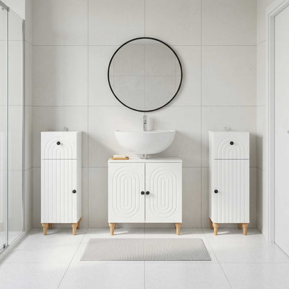 3 Piece Bathroom Cabinet Set ALKMAAR 3 pcs High Gloss White