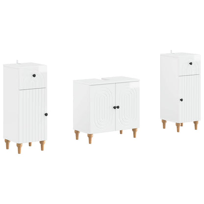 3 Piece Bathroom Cabinet Set ALKMAAR 3 pcs High Gloss White