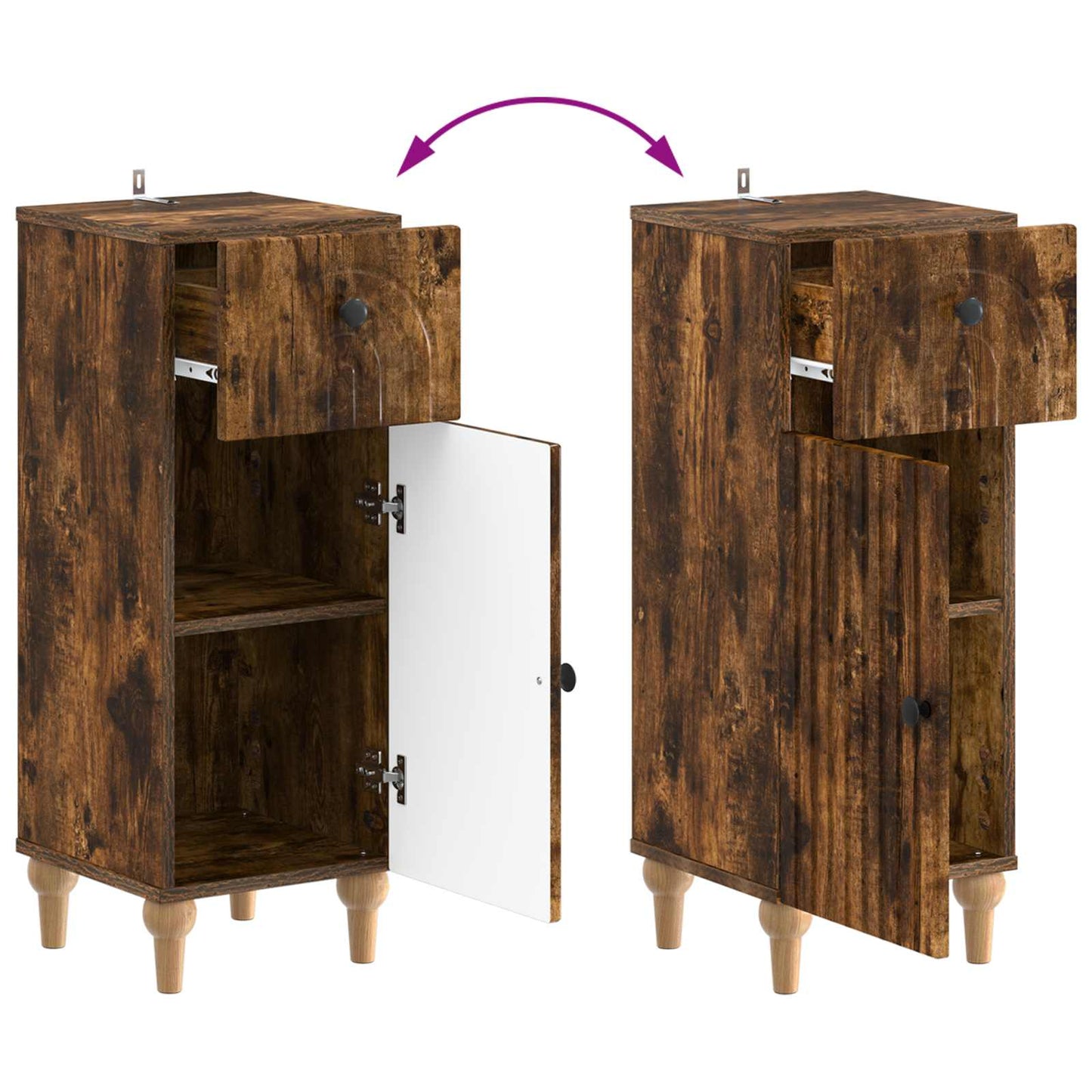 2 Piece Bathroom Cabinet Set ALKMAAR Smoked Oak Engineered Wood