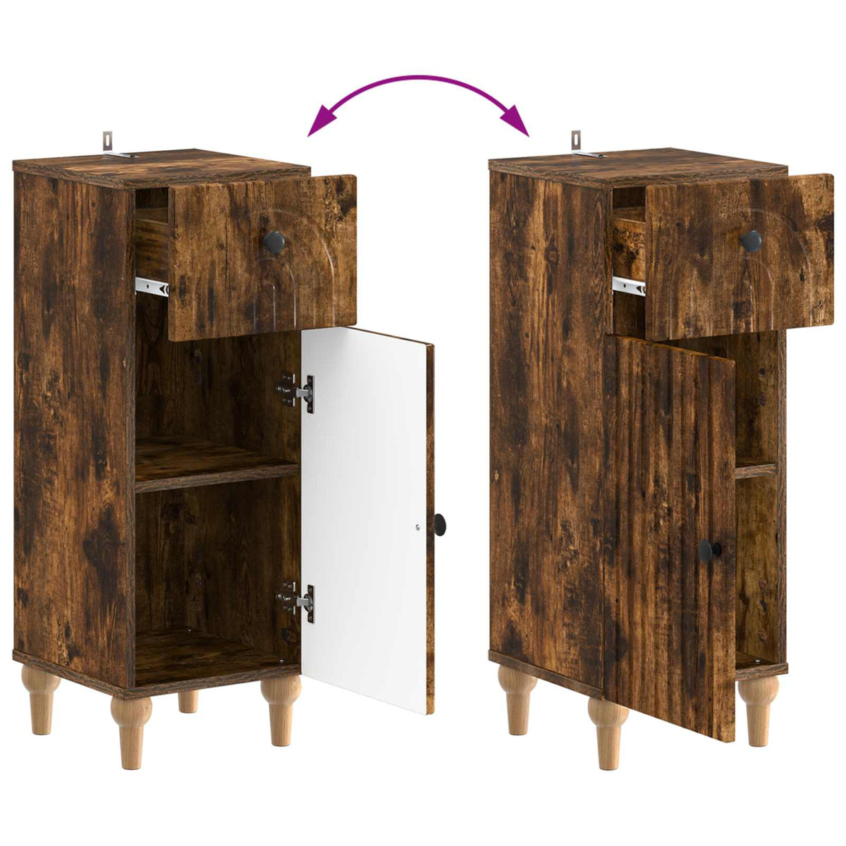 3 Piece Bathroom Cabinet Set ALKMAAR 3 pcs Smoked Oak
