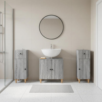 3 Piece Bathroom Cabinet Set ALKMAAR Grey Sonoma