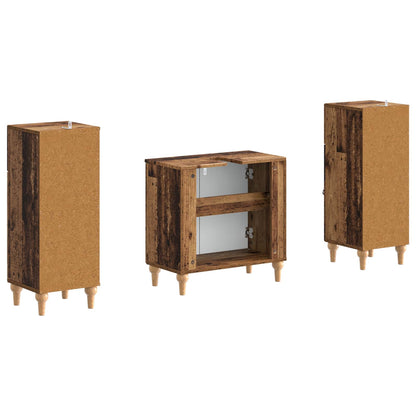 2 Piece Bathroom Cabinet Set ALKMAAR Old Wood Engineered Wood