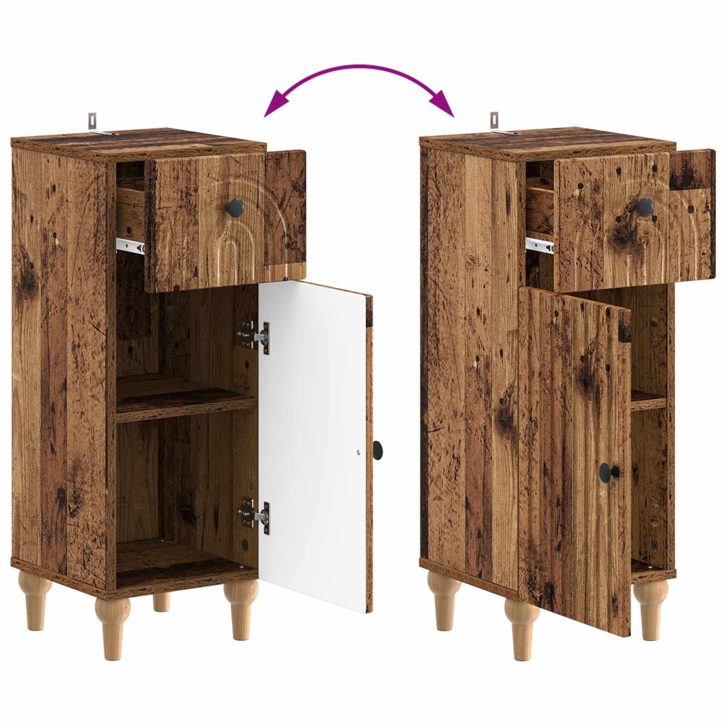 2 Piece Bathroom Cabinet Set ALKMAAR Old Wood Engineered Wood