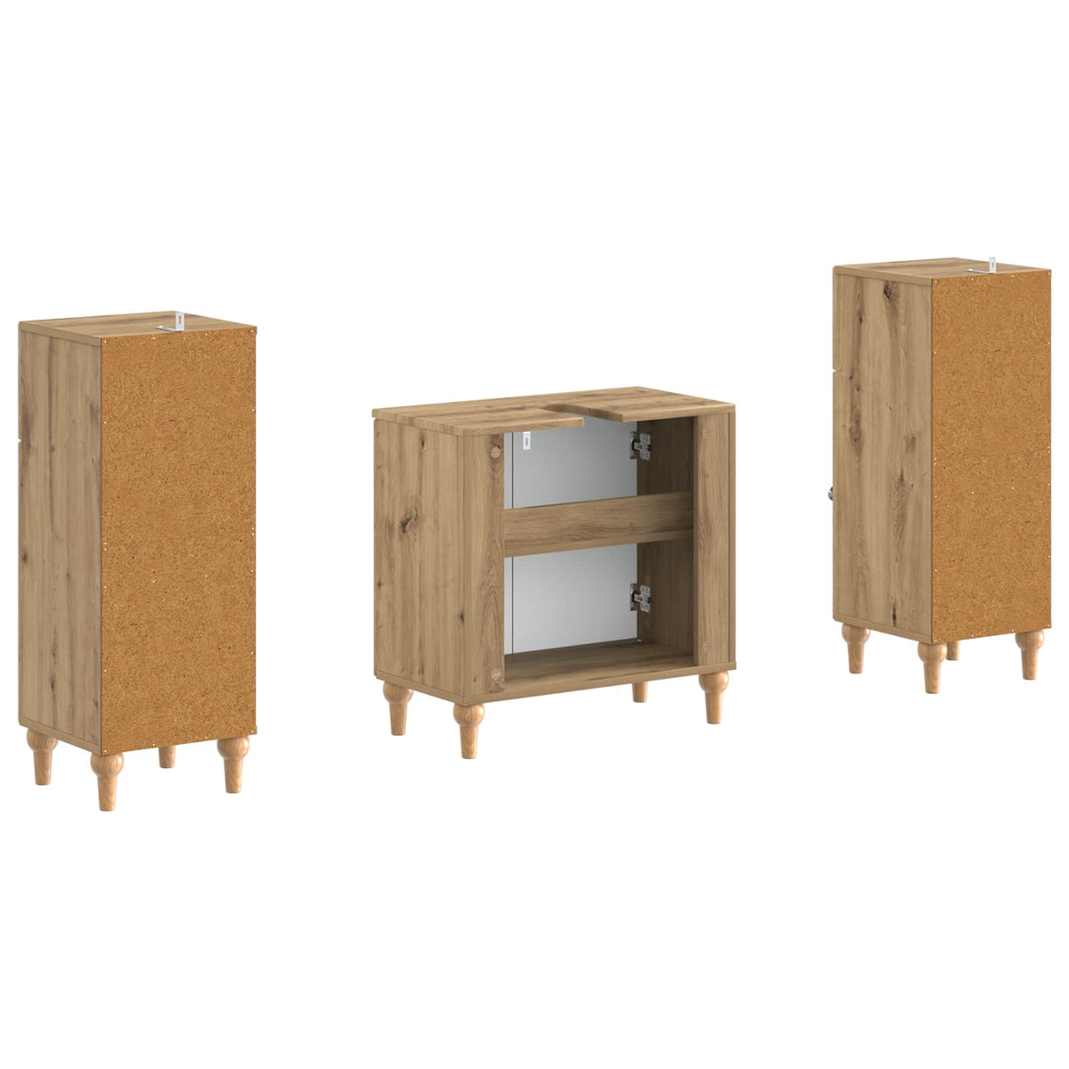 3 Piece Bathroom Cabinet Set ALKMAAR 3 pcs Artisan Oak