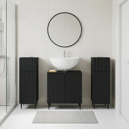 3 Piece Bathroom Cabinet Set ZWOLLE Black Engineered Wood
