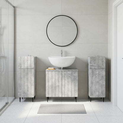 3 Piece Bathroom Cabinet Set ZWOLLE 3 pcs Concrete Grey