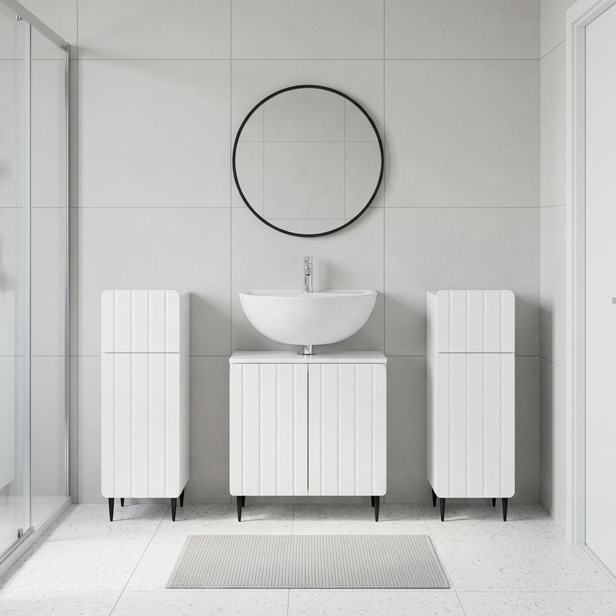 3 Piece Bathroom Cabinet Set ZWOLLE High Gloss White