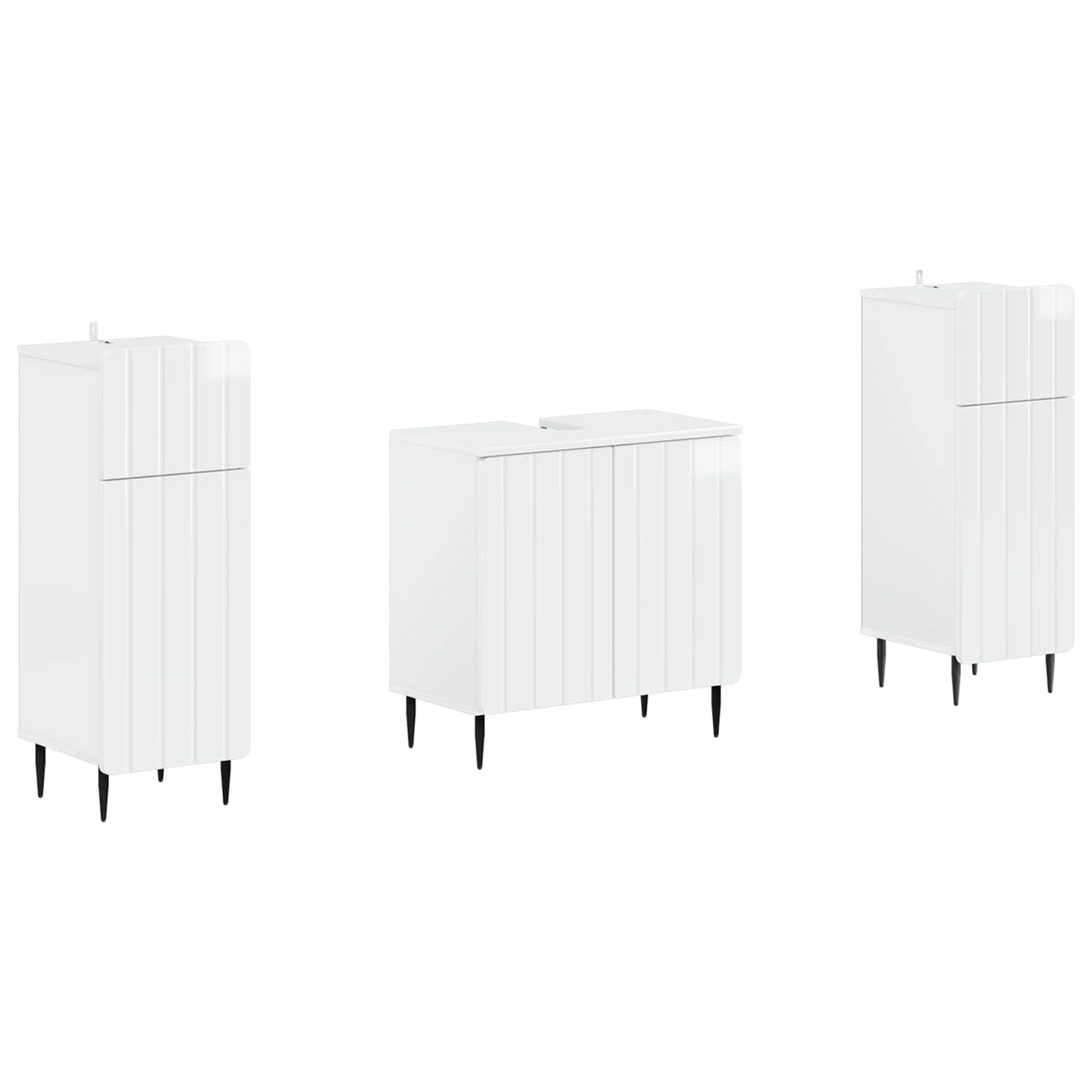 2 Piece Bathroom Cabinet Set ZWOLLE High Gloss White