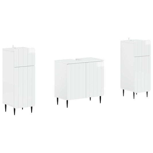 2 Piece Bathroom Cabinet Set ZWOLLE High Gloss White