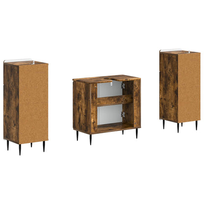 3 Piece Bathroom Cabinet Set ZWOLLE Smoked Oak Engineered Wood