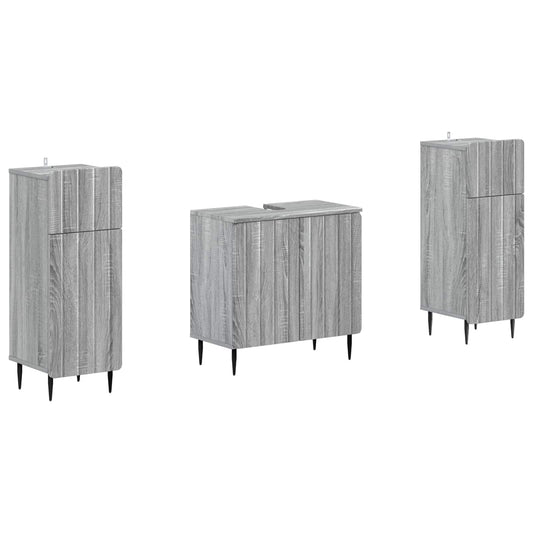 2 Piece Bathroom Cabinet Set ZWOLLE Grey Sonoma Engineered Wood
