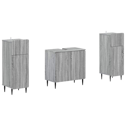 3 Piece Bathroom Cabinet Set ZWOLLE Grey Sonoma Engineered Wood