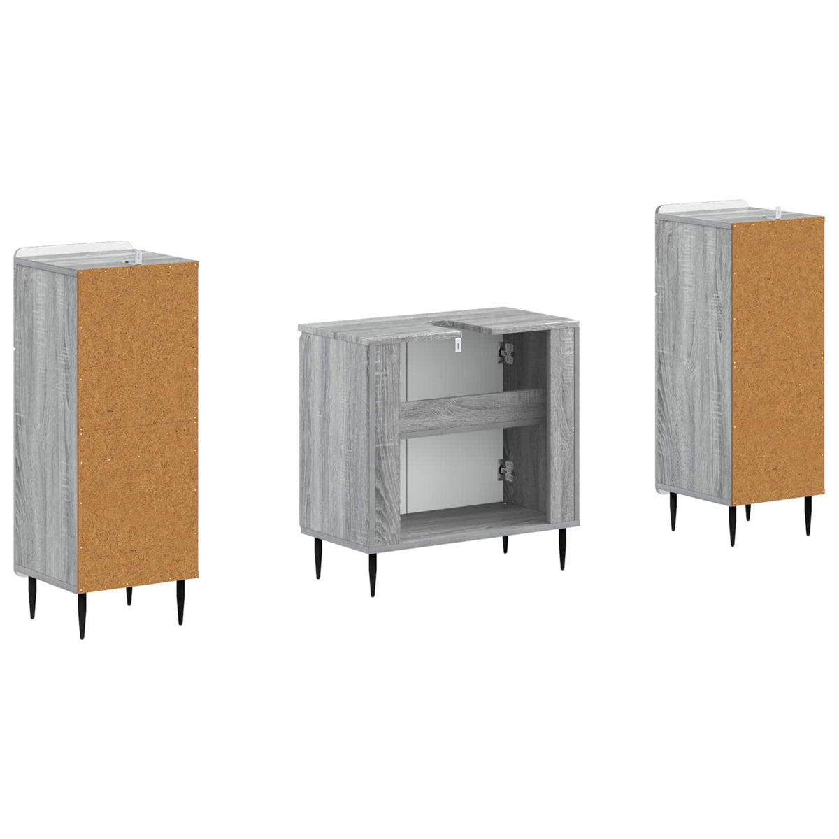 3 Piece Bathroom Cabinet Set ZWOLLE Grey Sonoma Engineered Wood
