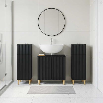 3 Piece Bathroom Cabinet Set ARNHEM 3 pcs Black 30 x 31 x 80 cm