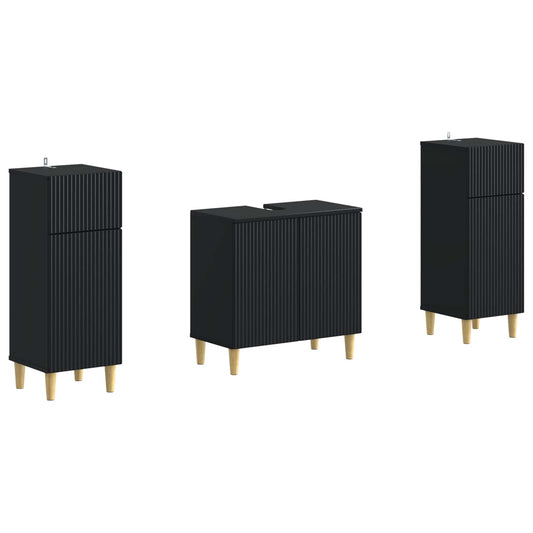 2 Piece Bathroom Cabinet Set ARNHEM Black Engineered Wood