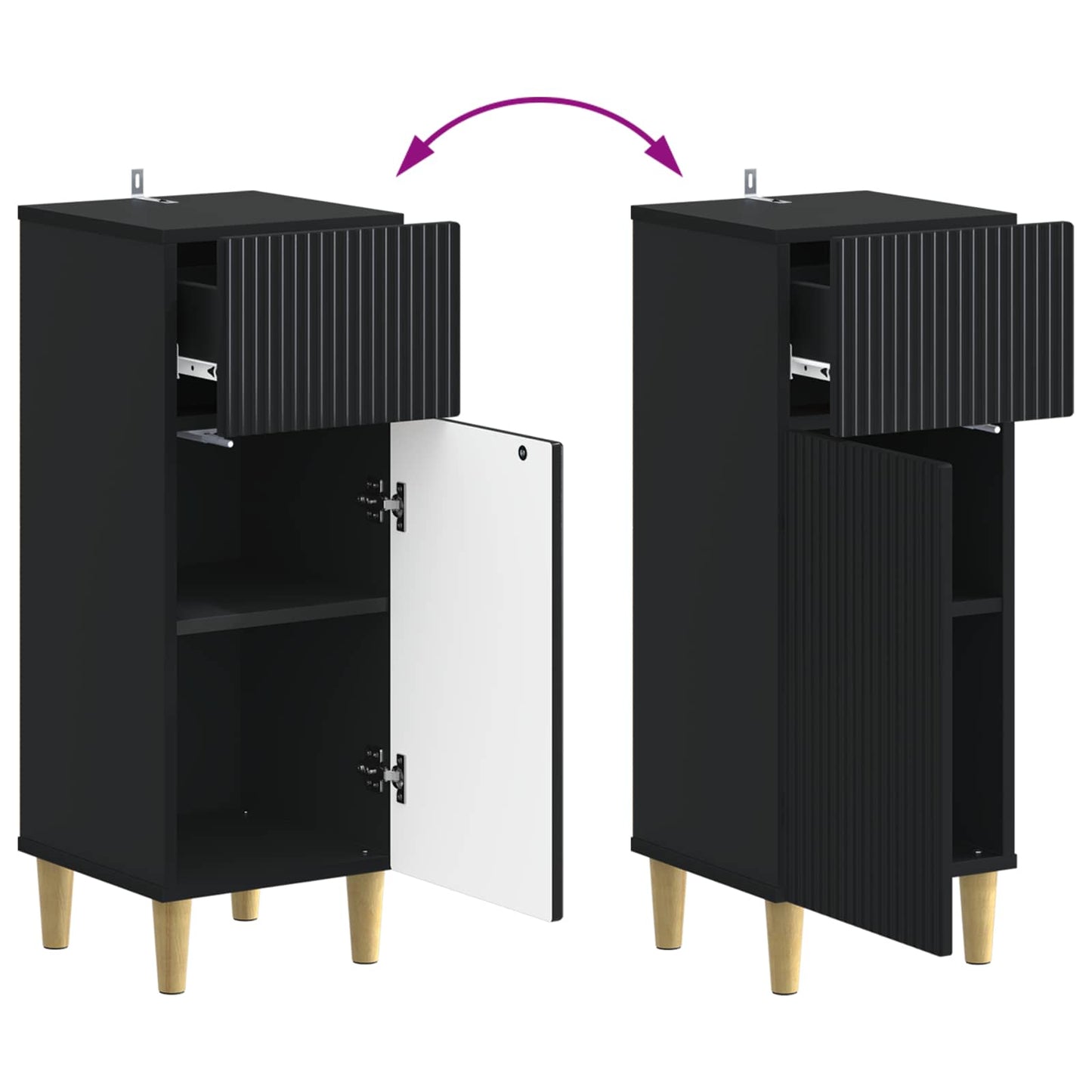 2 Piece Bathroom Cabinet Set ARNHEM Black Engineered Wood