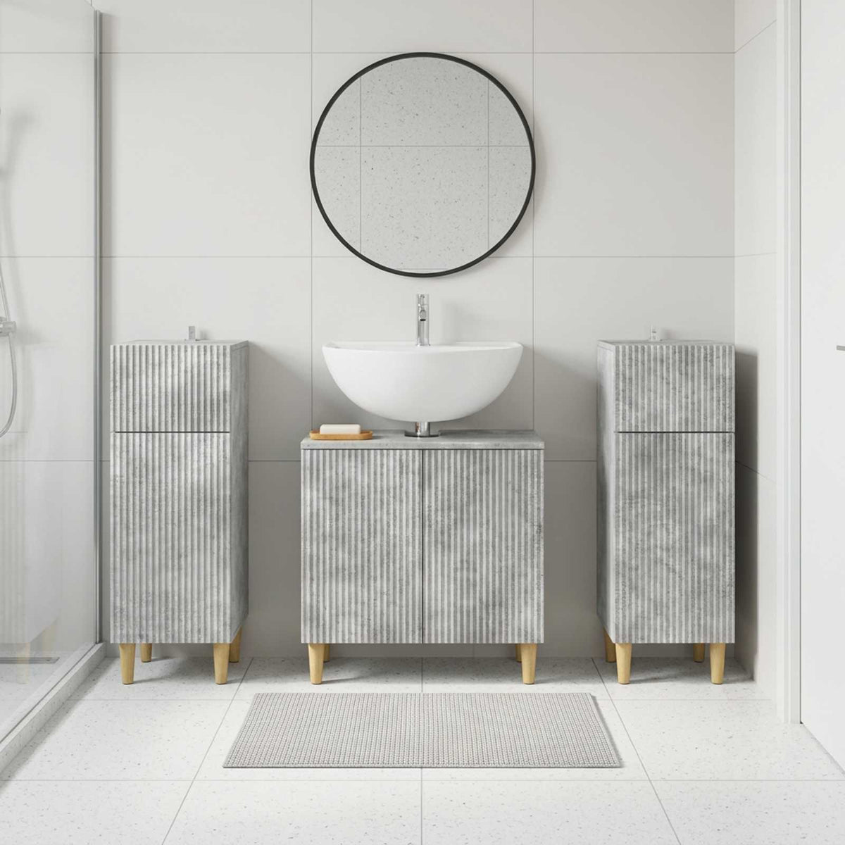 3 Piece Bathroom Cabinet Set ARNHEM 3 pcs Concrete Grey