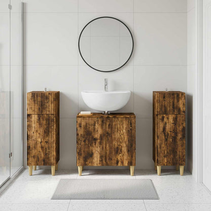 3 Piece Bathroom Cabinet Set ARNHEM 3 pcs Smoked Oak