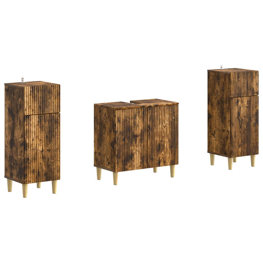 2 Piece Bathroom Cabinet Set ARNHEM Smoked Oak Engineered Wood