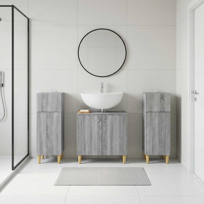 3 Piece Bathroom Cabinet Set ARNHEM 3 pcs Grey Sonoma