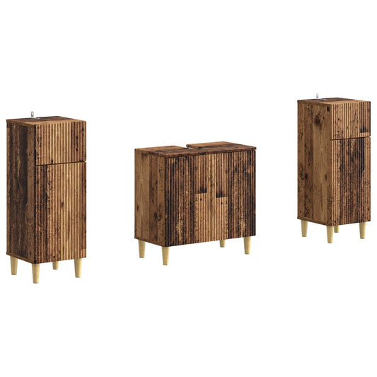 2 Piece Bathroom Cabinet Set ARNHEM Old Wood Engineered Wood