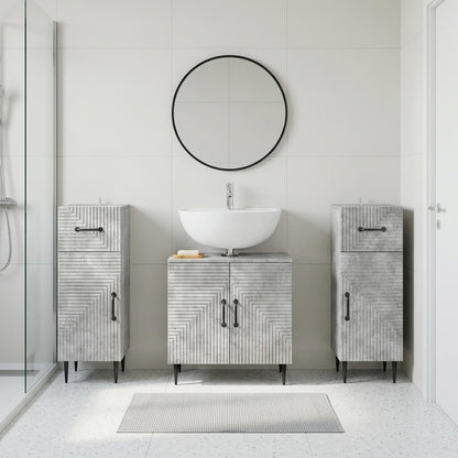 3 Piece Bathroom Cabinet Set HAARLEM Concrete Grey