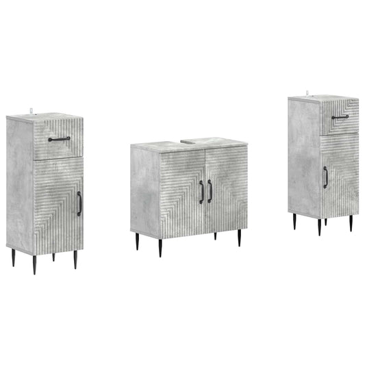 2 Piece Bathroom Cabinet Set HAARLEM Concrete Grey
