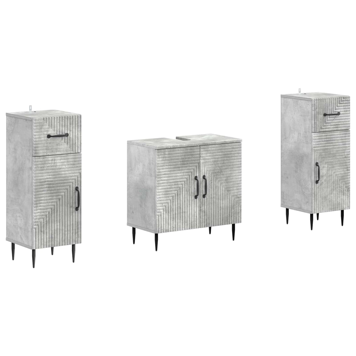 3 Piece Bathroom Cabinet Set HAARLEM Concrete Grey
