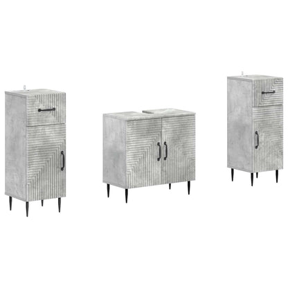 3 Piece Bathroom Cabinet Set HAARLEM Concrete Grey