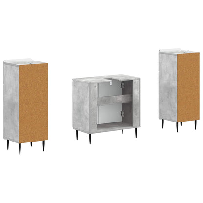 3 Piece Bathroom Cabinet Set HAARLEM Concrete Grey