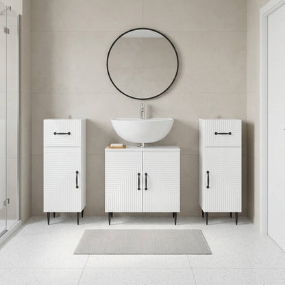 3 Piece Bathroom Cabinet Set HAARLEM High Gloss White