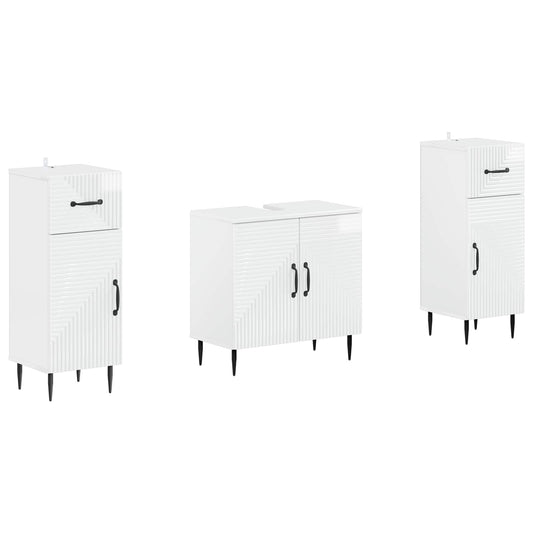 2 Piece Bathroom Cabinet Set HAARLEM High Gloss White
