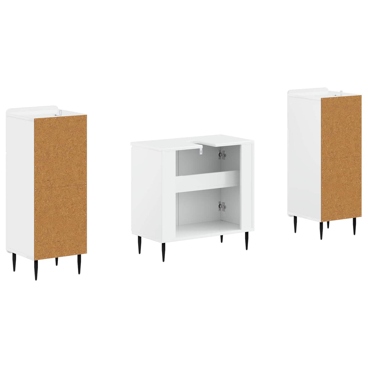 3 Piece Bathroom Cabinet Set HAARLEM High Gloss White