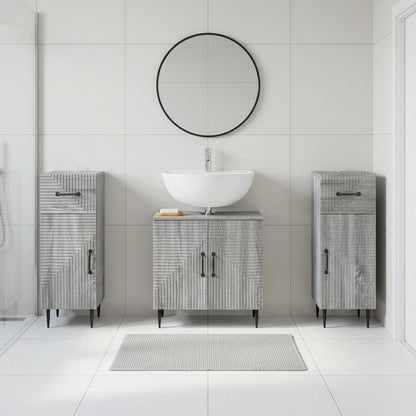 3 Piece Bathroom Cabinet Set HAARLEM Grey Sonoma
